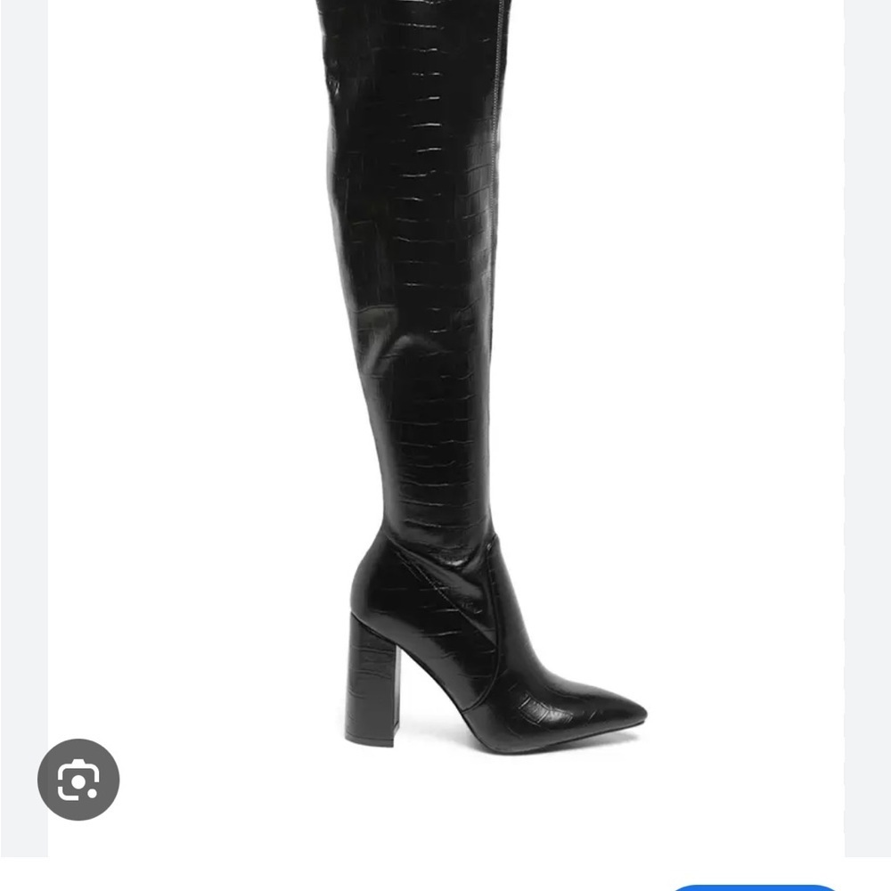 London Rag Croc Embossed Black Over the Knee Boots Sz 5